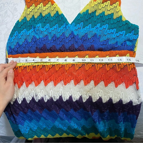 Vintage The Pyramid Collection Rainbow Maxi Dress Wrap Top Sleeveless V Medium - Picture 8 of 13